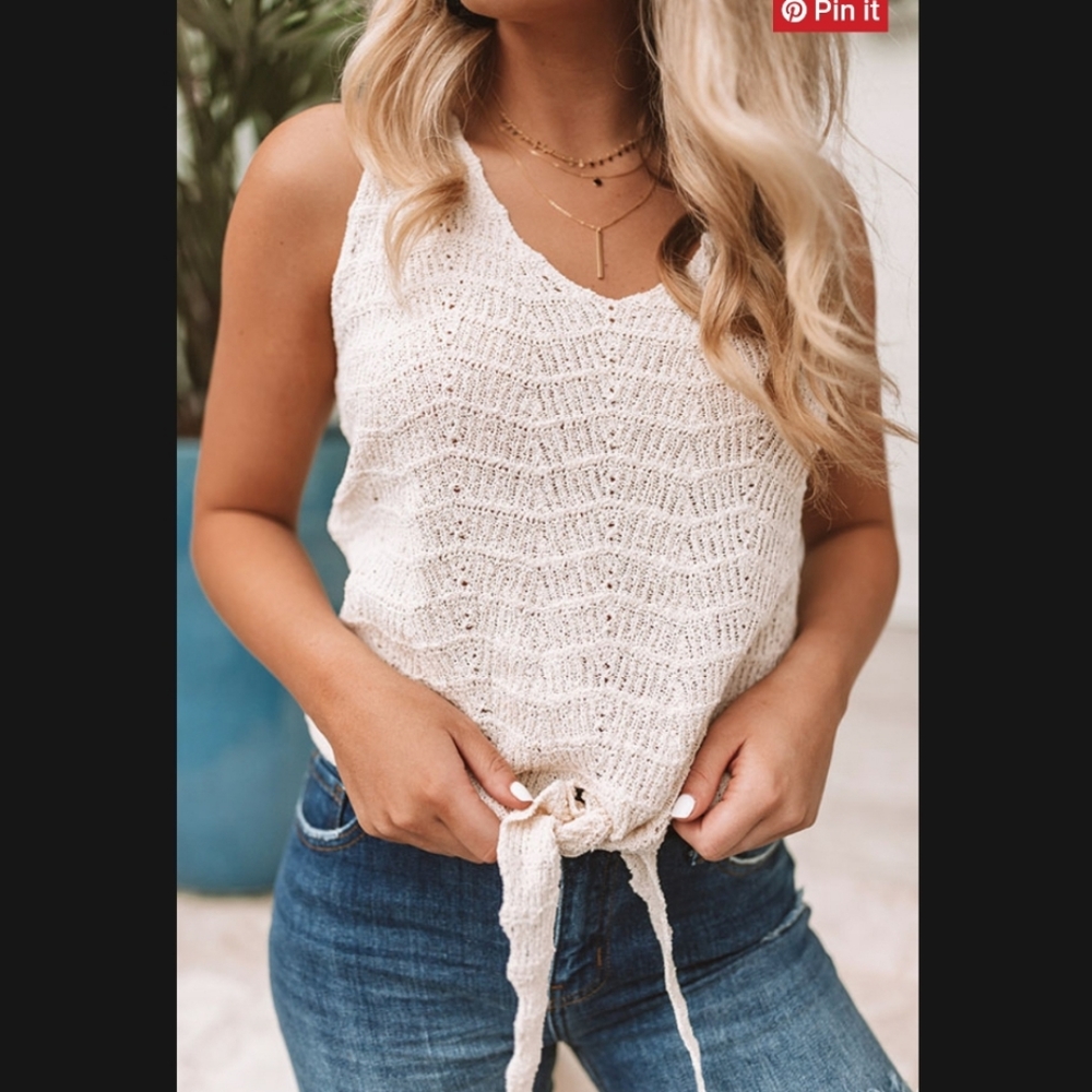 Boutique Ivory Knit Top Sz S